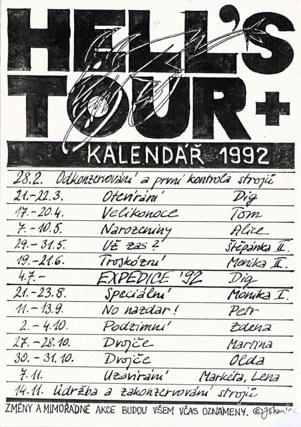 kalendář 1992